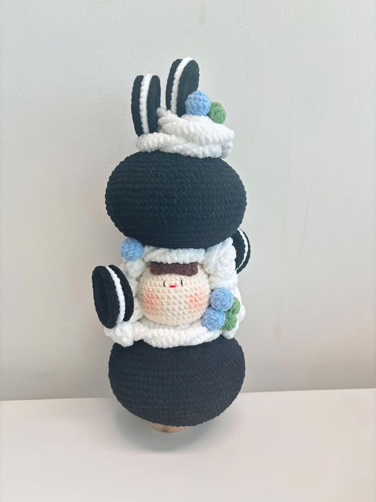 Handcrafted Crochet  Oreo Blueberry Cake with Doll Face