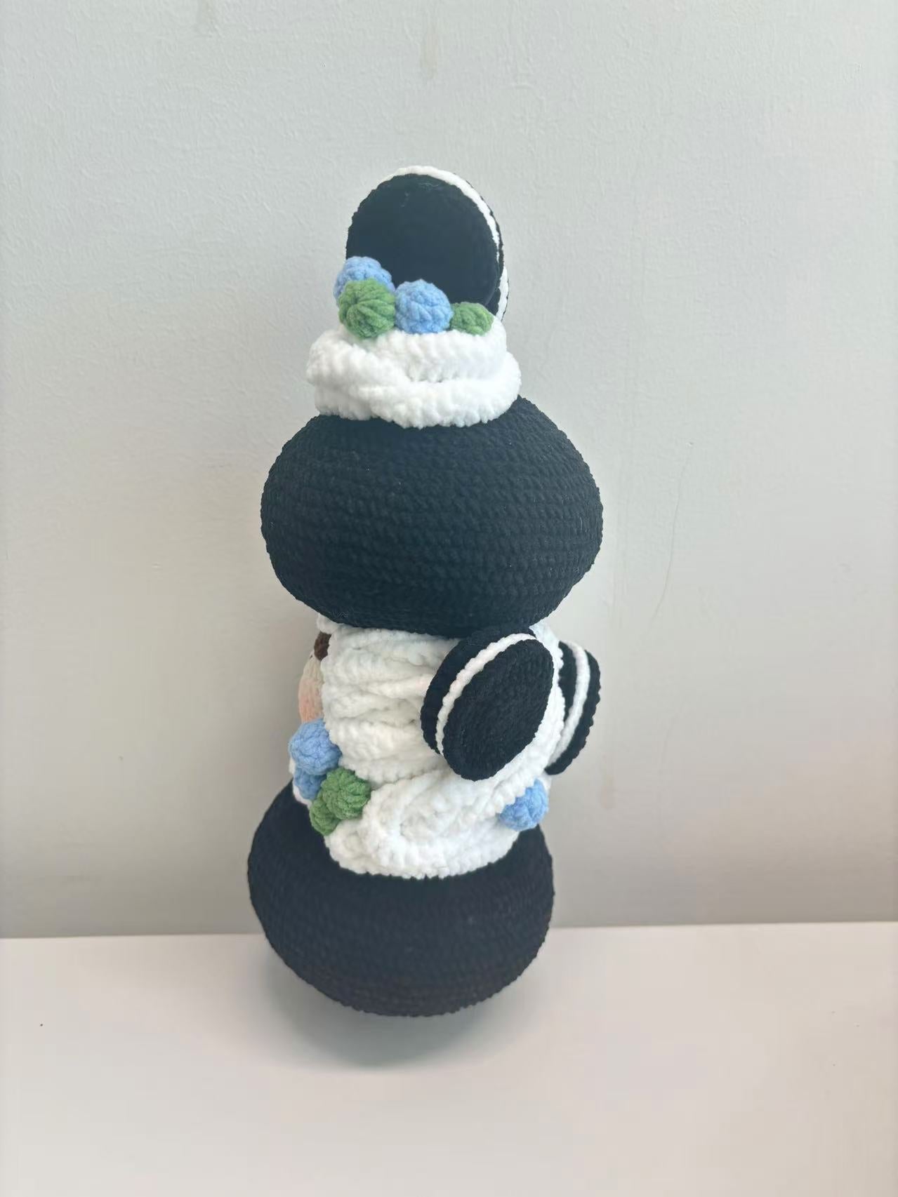 Handcrafted Crochet  Oreo Blueberry Cake with Doll Face