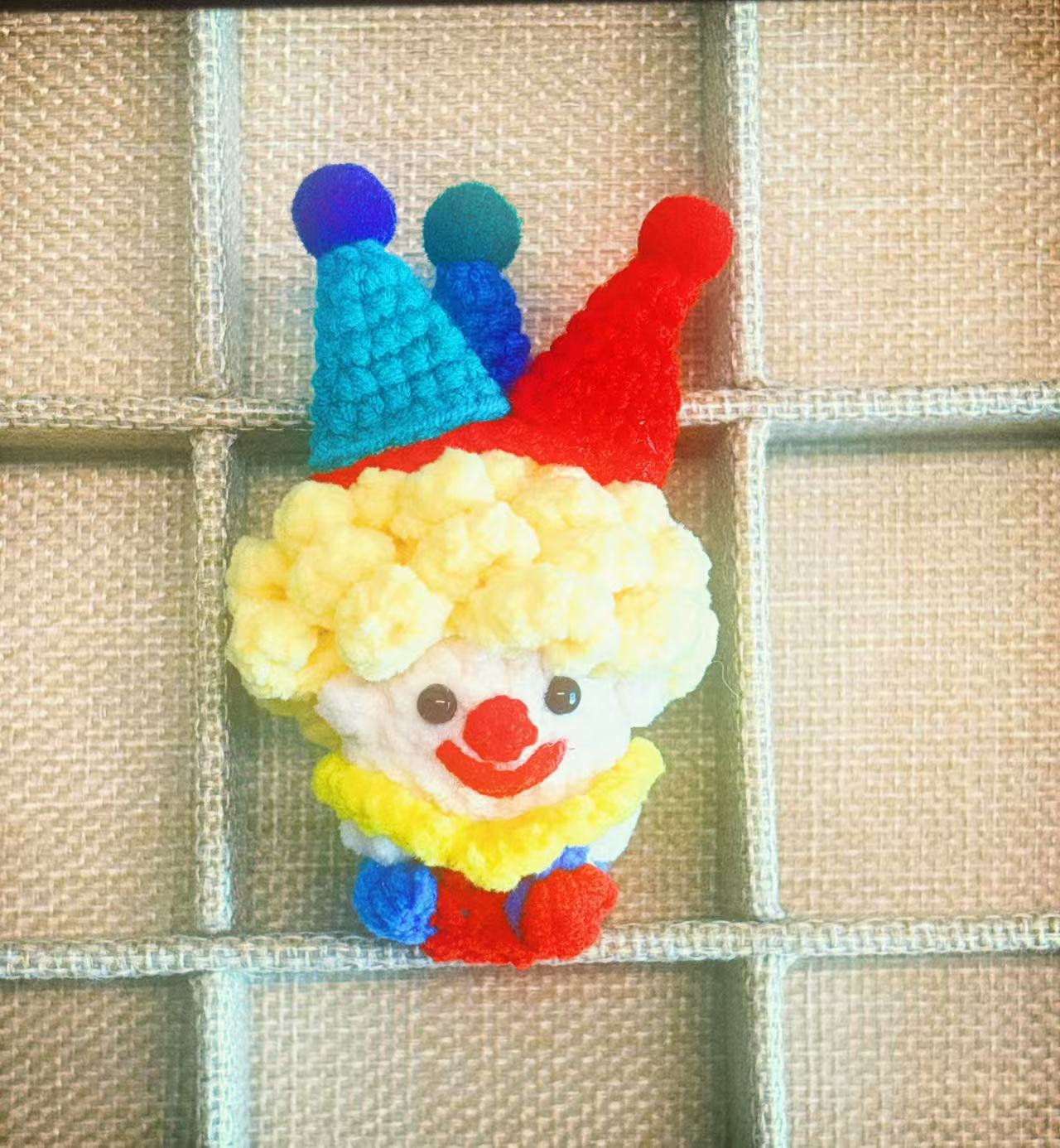 Handcrafted Crochet Clown Keychain & Figurine Collection – 10 Unique DIY Styles with Wooden Base (Gift Ideas for Adults & Kids)