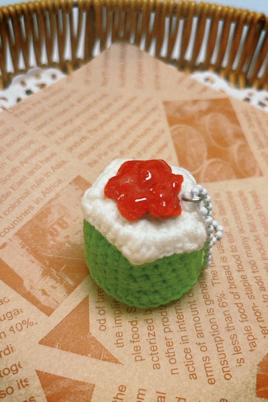 Handmade Crochet Red Bean Matcha Cake Keychains