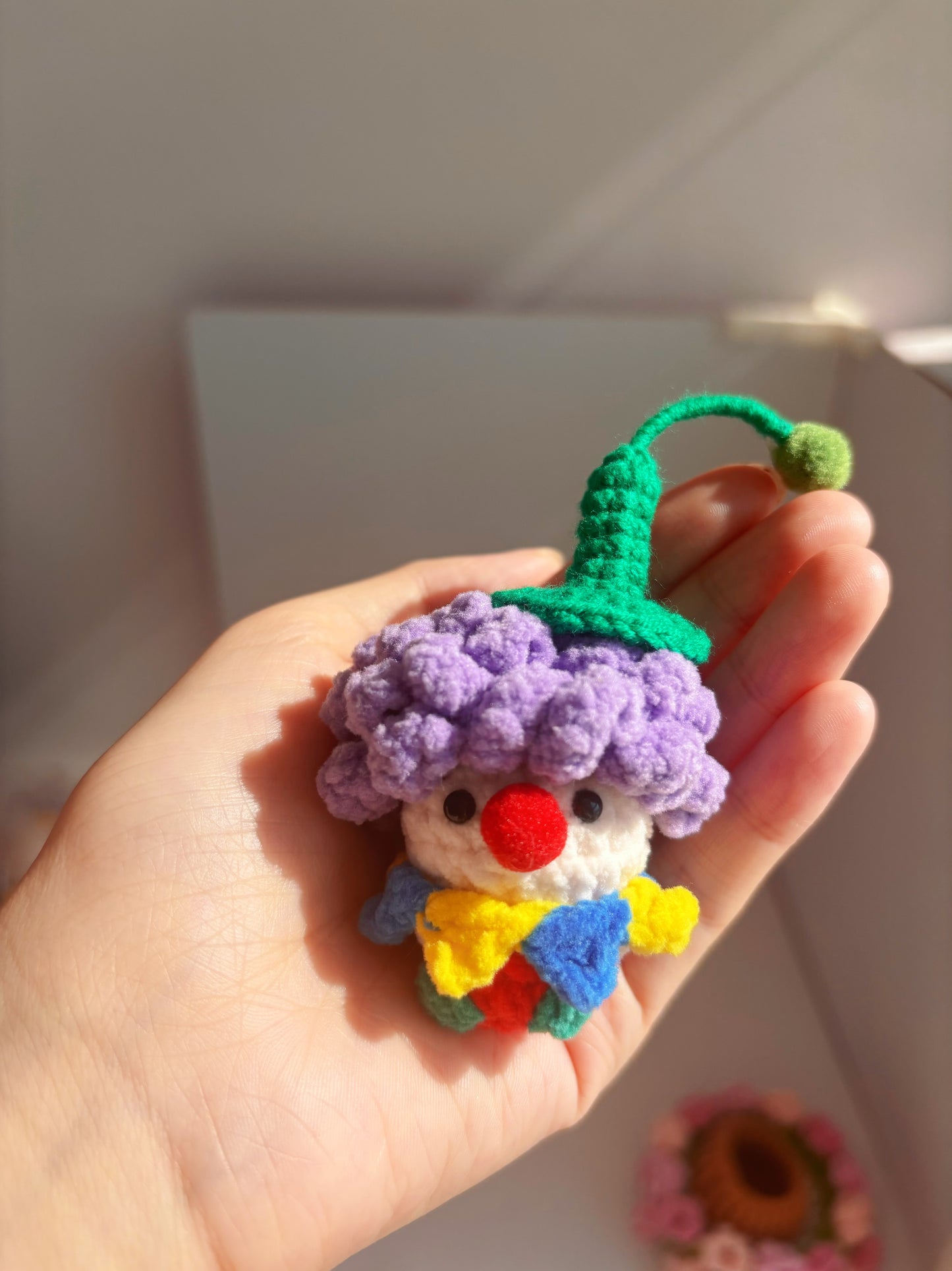 Handcrafted Crochet Clown Keychain & Figurine Collection – 10 Unique DIY Styles with Wooden Base (Gift Ideas for Adults & Kids)