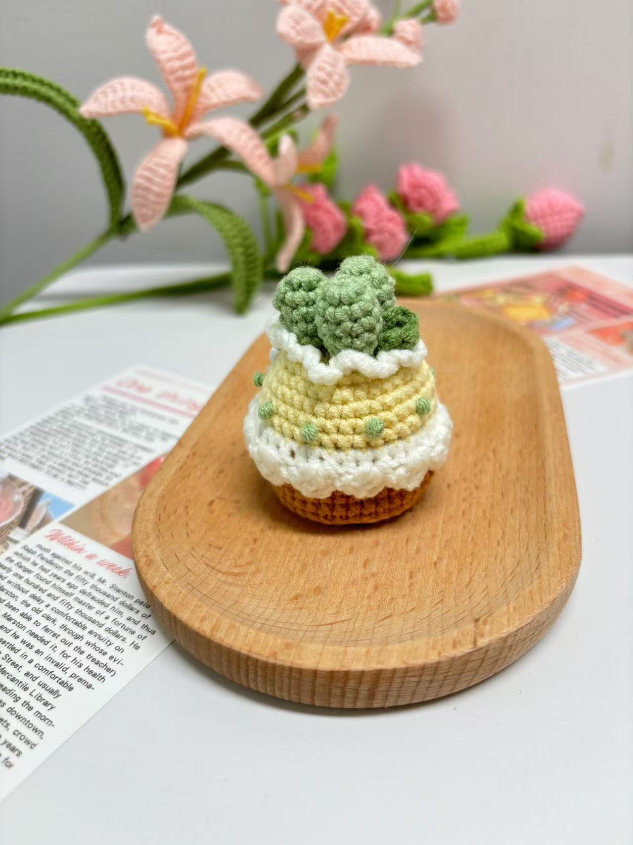 Handmade Crochet  Green Grape Cake Keychains