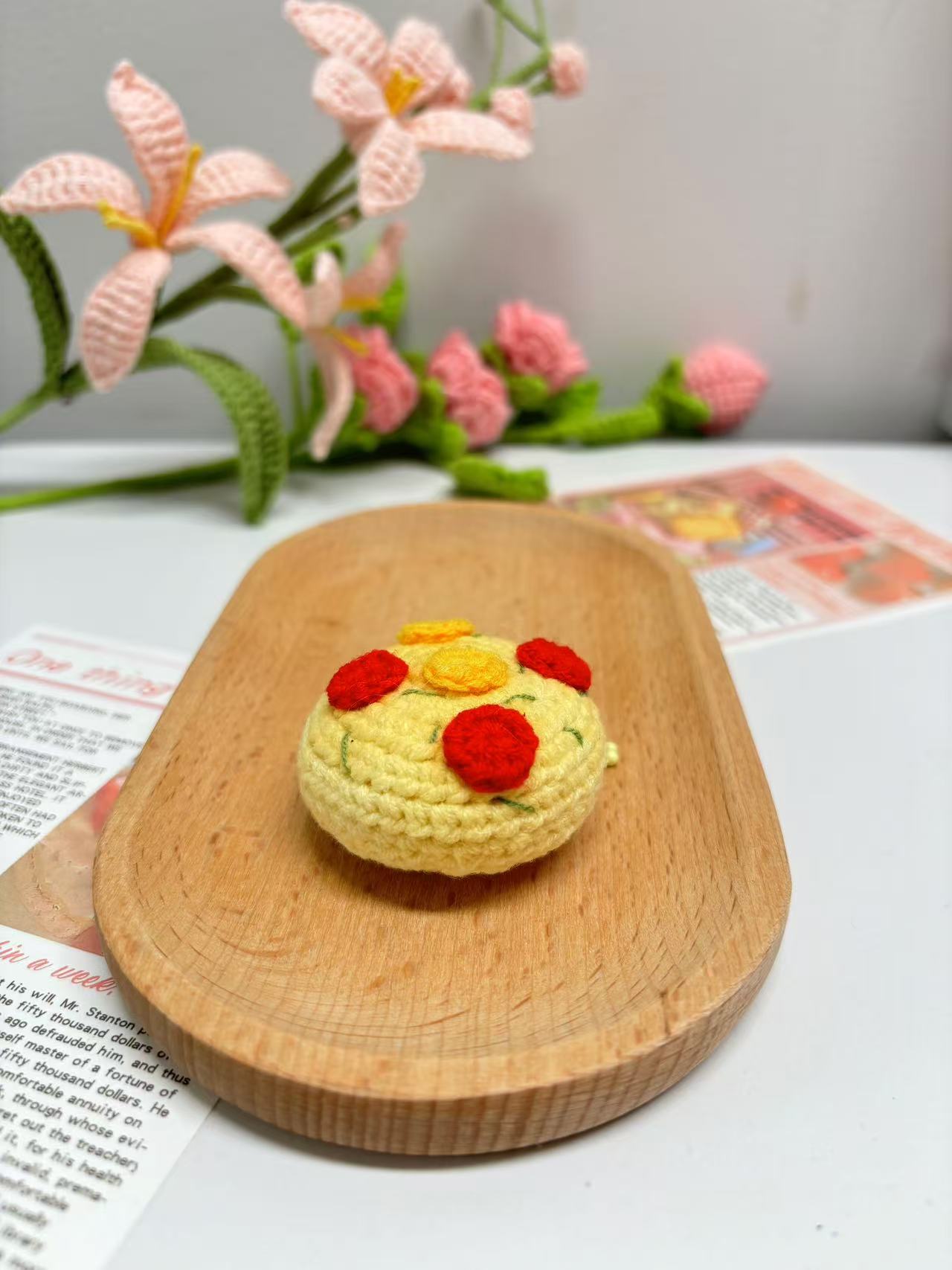 Handmade Crochet  Focaccia Keychains