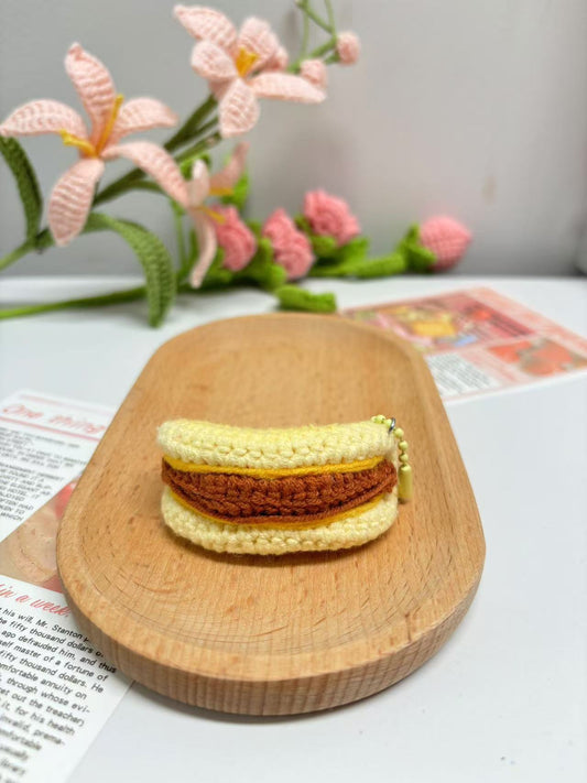 Handmade Crochet Pork Chop Bun Keychains